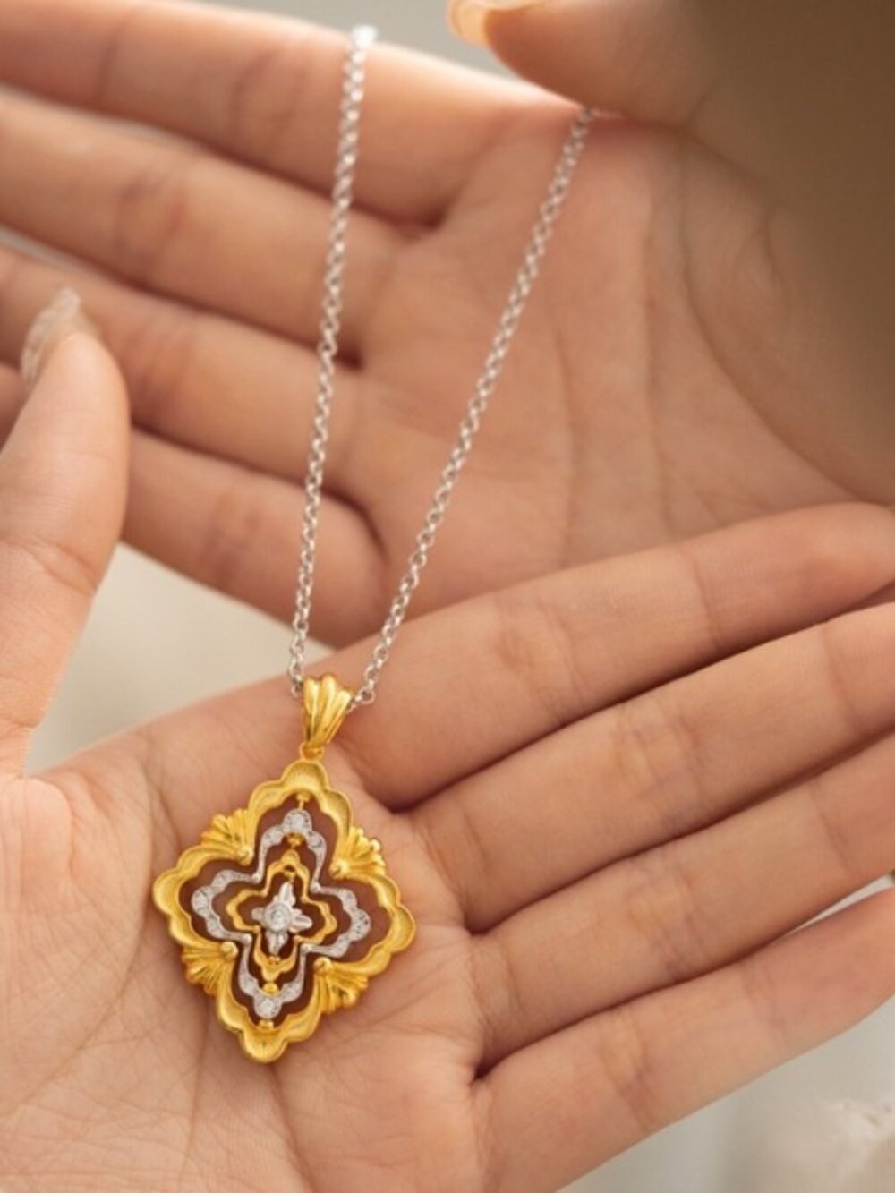 Buccellati Rotating Four-Petal Flower Necklace
